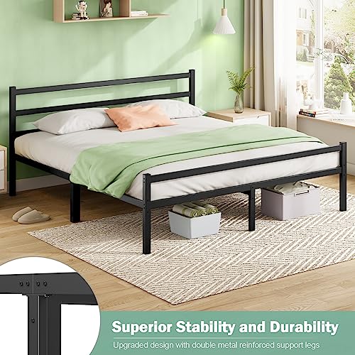 Mr IRONSTONE King Bed Frame with Headboard & Footboard, 14 Inch Sturdy Metal Platform King Size Bed Frame Mattress Foundation/No Box Spring Needed/Large Under Bed Storage Space/Anti-Slip/Noise-Free