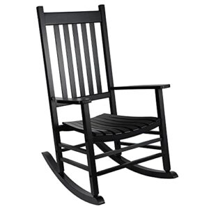 gnl recsports rocking chair wooden frame chair indoor and outdoor fade resistant rocker with 350lbs weight capacity all weather porch rocker for garden lawn balcony backyard and patio porch 1 black