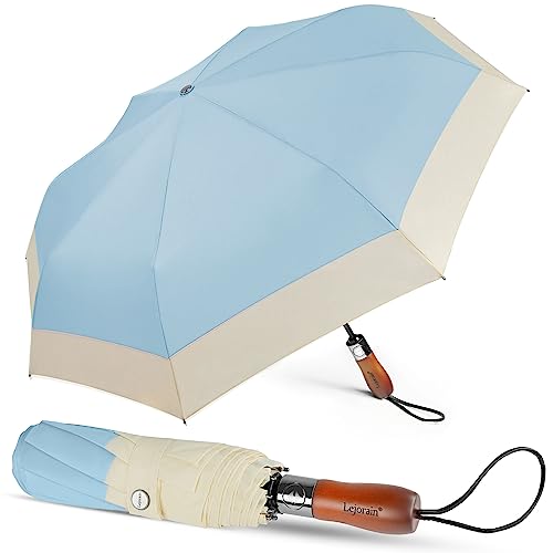 Lejorain Folding Golf Rain Umbrella - Wind Resistant 54inch Extra Large Compact Umbrella for Travel 210T Teflon Study Collapsible Adult Umbrella