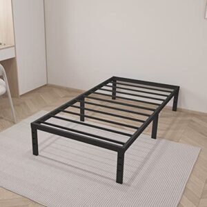 DURISO Twin Size Bed Frame 18 Inch Tall Twin Size Platform Heavy Duty Steel Slats Support Max 2000lbs Easy to Assemble No Box Spring Needed No Noise Black