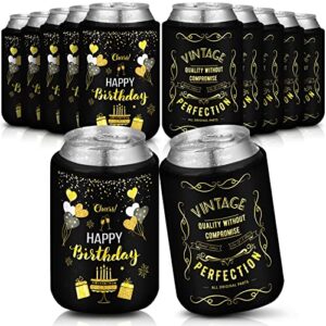 12 Pcs Happy Birthday Can Cooler Sleeves Insulated Birthday Can Sleeves Neoprene Can Sleeves Beverage Beer Coolers for 12 oz Cans Men Women Birthday Party Favor Gifts(Birthday)