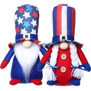 ztml 4th of july patriotic gnome set, 2 handmade usa swedish tomte plush - table ornaments for memorial & independence day