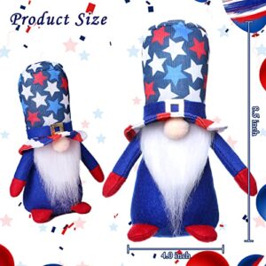 ZTML 4th of July Patriotic Gnome Set, 2 Handmade USA Swedish Tomte Plush - Table Ornaments for Memorial & Independence Day