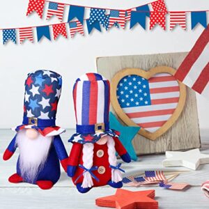 ZTML 4th of July Patriotic Gnome Set, 2 Handmade USA Swedish Tomte Plush - Table Ornaments for Memorial & Independence Day