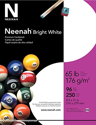 Neenah Premium Cardstock, 8.5" x 11", 65 lb/176 gsm & Neenah Cardstock, 8.5" x 11", 90 lb/163 gsm, White & Neenah Wausau Paper Premium Printable Multipurpose