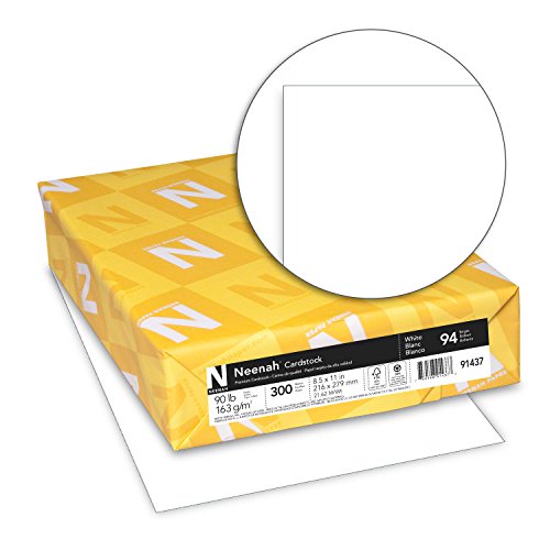 Neenah Premium Cardstock, 8.5" x 11", 65 lb/176 gsm & Neenah Cardstock, 8.5" x 11", 90 lb/163 gsm, White & Neenah Wausau Paper Premium Printable Multipurpose