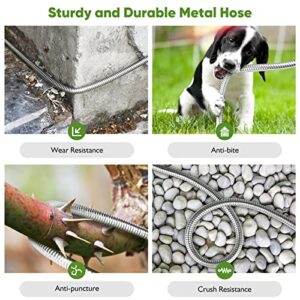 Tuzoc Metal Garden Hose 100FT, Stainless Steel Heavy Duty Water Hose With 10 Function Nozzle, No-Tangle & No-Kink, Tough & Flexible, Durable and Lightweight, Rust Proof hose for Yard, Outdoor, RV