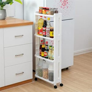 n/a Kitchen Shelf Organizer Wheels Trolley Bathroom Gap Storage Rack Sundries Storage Rack Pulley Living Room (Color : Black)