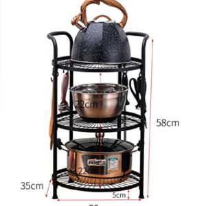 n/a 3 Layer Movable Kitchen Storage Rack Carbon Steel Bathroom Shelf with Wheels Space Saving Trolley Tools