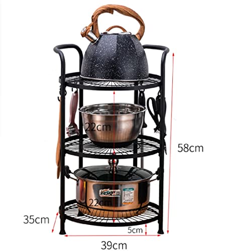 n/a 3 Layer Movable Kitchen Storage Rack Carbon Steel Bathroom Shelf with Wheels Space Saving Trolley Tools