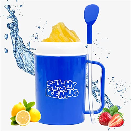 HISENAOGH DIY Slushie Cup TIK TOK Frozen Magic Slushy Maker Cup, Ice Cream Maker with Lid and Straw,Cooling Mug Birthday Gifts for Children BPA-free, Blue