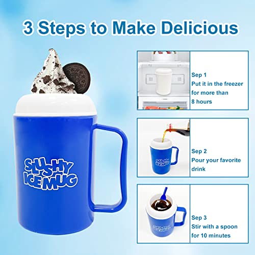 HISENAOGH DIY Slushie Cup TIK TOK Frozen Magic Slushy Maker Cup, Ice Cream Maker with Lid and Straw,Cooling Mug Birthday Gifts for Children BPA-free, Blue