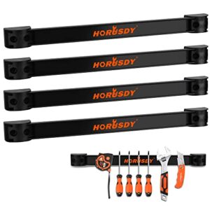 horusdy 12" magnetic tool holder strip, 4-pack tool magnet bar for garage organization, shop organization, mounting screws included.