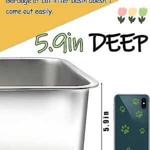 VCEPJH 2 Pcs Stainless Steel Litter Box for Cats Metal Litter Pan with High Sides Odor Control Non Stick Easy to Clean Rustproof (15.7'' x 11.8'' x 5.9'')