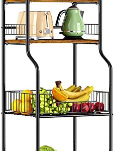 EKNITEY Kitchen Rolling Utility Cart - 4 Tier Baker's Rack for Spices Fruits Vegetables Snacks Pots and Pans