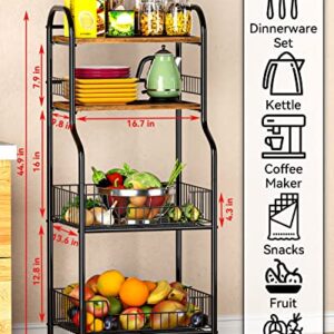 EKNITEY Kitchen Rolling Utility Cart - 4 Tier Baker's Rack for Spices Fruits Vegetables Snacks Pots and Pans