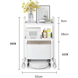 Rolling Storage Cart Vacuum Cleaner Robot Rack, Bathroom Organizer Mobile Shelving Unit Rolling Utility Cart, Metal Storage Shelves for Home/Garage/Basement/Shed/Laundry Room, Space Saver