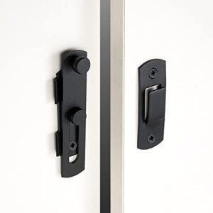 INIRET 2 Packs Barn Door Latches，3.93” x 2.75” Matte Black Stainless Steel barn gate flip Door Latch Bi-fold Door Lock,Sliding Door Antique Lock Gate Latches Wine Cabinet Closet Door Latches