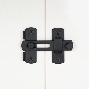 INIRET 2 Packs Barn Door Latches，3.93” x 2.75” Matte Black Stainless Steel barn gate flip Door Latch Bi-fold Door Lock,Sliding Door Antique Lock Gate Latches Wine Cabinet Closet Door Latches