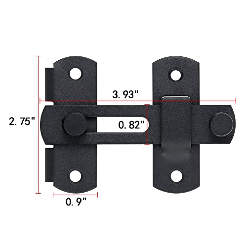 INIRET 2 Packs Barn Door Latches，3.93” x 2.75” Matte Black Stainless Steel barn gate flip Door Latch Bi-fold Door Lock,Sliding Door Antique Lock Gate Latches Wine Cabinet Closet Door Latches