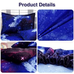 A Nice Night Galaxy 6Pcs Bedding Sets Outer Space Comforter Bed in a Bag 3D Printed Quilt,for Children Boy Girl Teen Kids,Full 6Pcs