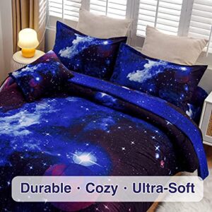 A Nice Night Galaxy 6Pcs Bedding Sets Outer Space Comforter Bed in a Bag 3D Printed Quilt,for Children Boy Girl Teen Kids,Full 6Pcs