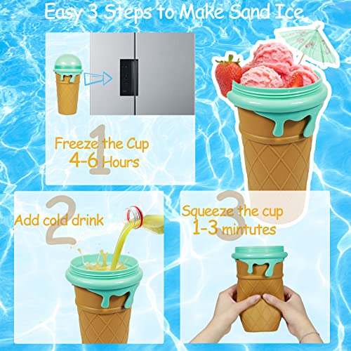 Slushie Maker Cup, 500ml Magic Quick Frozen Smoothies Cup, Portable Squeeze Cup Slushy Maker, Summer Juice Ice Cream Cup Freeze Double Layer Squeeze Cup for Family DIY Homemade