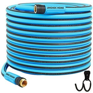 garden hose 50 ft,flexible heavy duty hybrid 5/8-inch kink-resistant rubber water hose kit with hose holder,all-weather, lightweight,burst 450psi