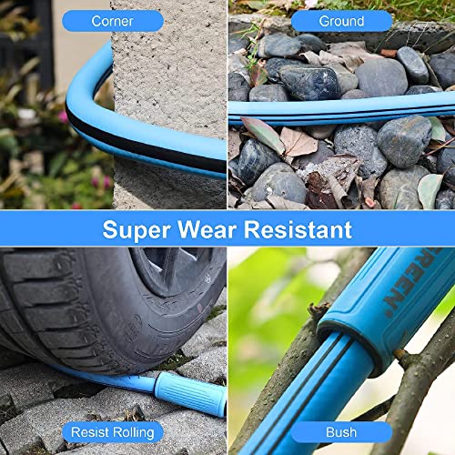 Garden Hose 50 FT,Flexible Heavy Duty Hybrid 5/8-Inch Kink-resistant Rubber Water Hose Kit with Hose Holder,All-weather, Lightweight,Burst 450PSI