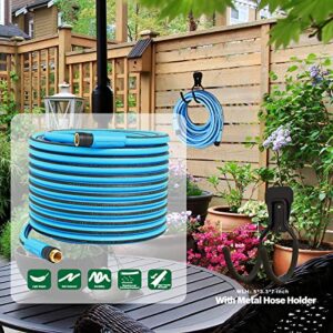 Garden Hose 50 FT,Flexible Heavy Duty Hybrid 5/8-Inch Kink-resistant Rubber Water Hose Kit with Hose Holder,All-weather, Lightweight,Burst 450PSI