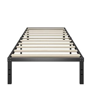 ziyoo twin size bed frames, 18 inch tall, 3 inches wide wood slats with 2500lbs support for mattress, no box spring needed, noise free, non-slip, easy assembly