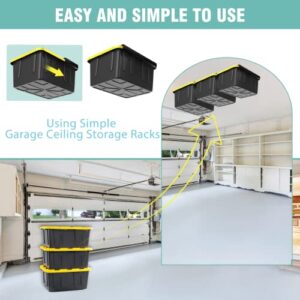 Chaoos 3-Set Overhead Bin Rack, Ceiling-Mountable Overhead Garage Storage Rack with Adjustable Width, Heavy Duty Ceiling Rail Storage Bin Racks, Garage Ceiling Storage Racks Supports Most Storage Bins