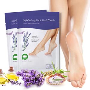 foot peel mask - exfoliator peel off calluses dead skin, foot spa and callus remover - baby soft smooth touch feet with lavender and aloe vera for men and women (2 pairs)