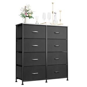devoko dresser for bedroom with 8 drawers, wide chest of drawers with fabric bins, storage organizer unit with steel frame and wooden top for living room, closets, tv stand,hallway and entryway