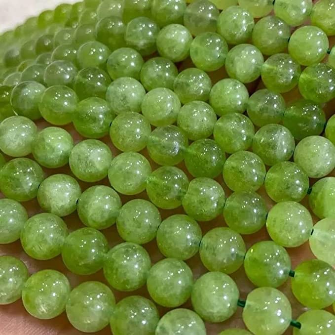 Z.A Gems Unisex Natural Peridot Jade Beads Smooth Polished Gemstone Loose Beads for Jewelry Making || Smooth/Plain Beads for Jewelry Making -10 MM - 1 Strand - 15 Inch