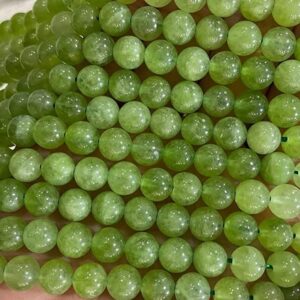 Z.A Gems Unisex Natural Peridot Jade Beads Smooth Polished Gemstone Loose Beads for Jewelry Making || Smooth/Plain Beads for Jewelry Making -10 MM - 1 Strand - 15 Inch