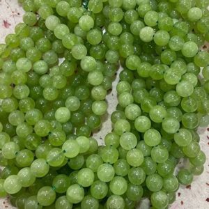 Z.A Gems Unisex Natural Peridot Jade Beads Smooth Polished Gemstone Loose Beads for Jewelry Making || Smooth/Plain Beads for Jewelry Making -10 MM - 1 Strand - 15 Inch