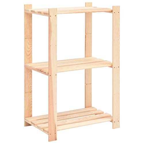 BIGBARLEY Shelving Unit, Storage Organizer for Home, Garage, Basement, Shed and Laundry Room, 3-Tier Storage Rack 23.6"x15"x35.4" Solid Pinewood 330.7 lb