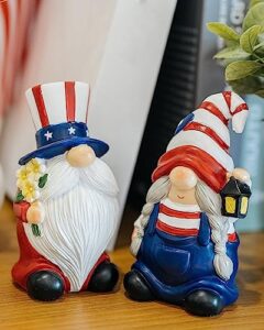 dn deconation 4th of july gnomes decor patriotic gnome decorations 2 pcs red white and blue figurines american stars stuff stripes gnome gifts for fourth of july independence day