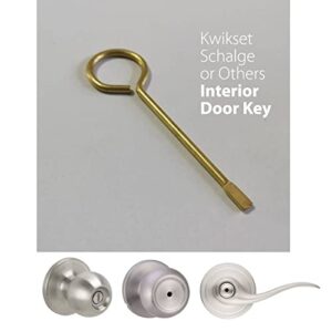 Interior Door Key for Bathroom Bedroom, Emergency Key for Door Knob Lock - Set of 10 Gold