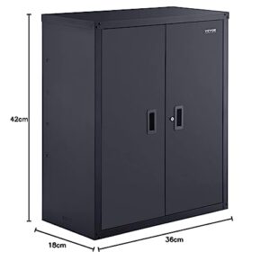 VEVOR Metal Storage Cabinet, 200 lbs Load Capacity per Shelf, 42'' Tall Lockable Powder-Coating Steel Garage Cabinet with 2 Adjustable Shelves, Magnet Doors & Lock, Perfect for Office Home Garage