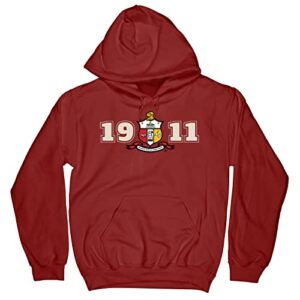 bad bananas kappa alpha psi fraternity paraphernalia - nupe - pullover hooded sweatshirt (hoodie) - official vendor - 1911 crest cardinal large