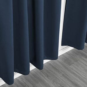 JADE POKE 2 Panels Navy Pinch Pleat Blackout Sunblock Small Curtains for Kitchen, Thermal Insulated Energy Saving Solid Window Curtain Panel for Kid Room, Each is 100CMx110CM