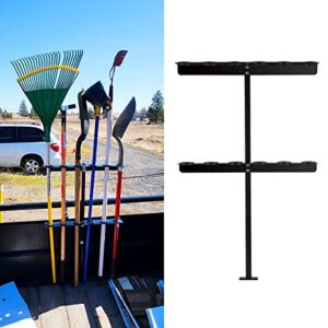 landscape hand tool rack for truck trailer, vertical hand rack for landscaping, garage or shed walls holds, 6 tools for shovels,rakes,hoes (1, black)