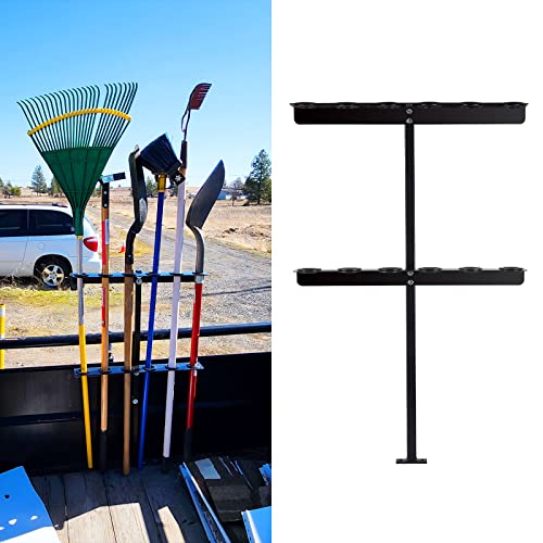 Landscape Hand Tool Rack for Truck Trailer, Vertical Hand Rack for Landscaping, Garage or Shed Walls Holds, 6 Tools for Shovels,Rakes,Hoes (1, Black)