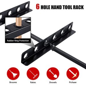 Landscape Hand Tool Rack for Truck Trailer, Vertical Hand Rack for Landscaping, Garage or Shed Walls Holds, 6 Tools for Shovels,Rakes,Hoes (1, Black)