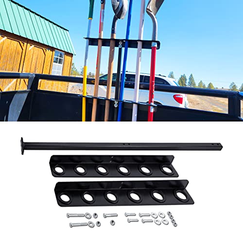 Landscape Hand Tool Rack for Truck Trailer, Vertical Hand Rack for Landscaping, Garage or Shed Walls Holds, 6 Tools for Shovels,Rakes,Hoes (1, Black)