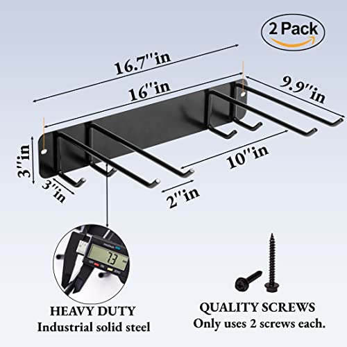 MOOMSINE Garden Tool Organizer Wall Mount, Garage Organization Yard Tools Storage Rack, Hangers for Folding Chair & Ladder, Shovel & Rake Holder, Heavy Duty Steel Hooks Holds 280 Lbs (33 Inch 4 Hooks)