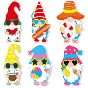 6 pieces summer gnomes decorations for home beach wooden gnomes tiered tray decor freestanding table decoration summer tabletop gnomes for home party desk office decoration