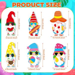 6 Pieces Summer Gnomes Decorations for Home Beach Wooden Gnomes Tiered Tray Decor Freestanding Table Decoration Summer Tabletop Gnomes for Home Party Desk Office Decoration